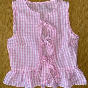 Pink Gingham Sleeveless Top